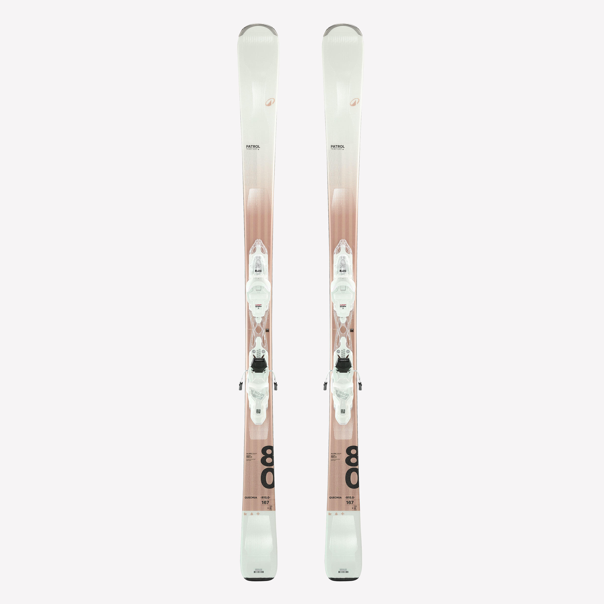 Skis tout-terrain avec fixations femme, Patrol 80 beige et bois - WEDZE