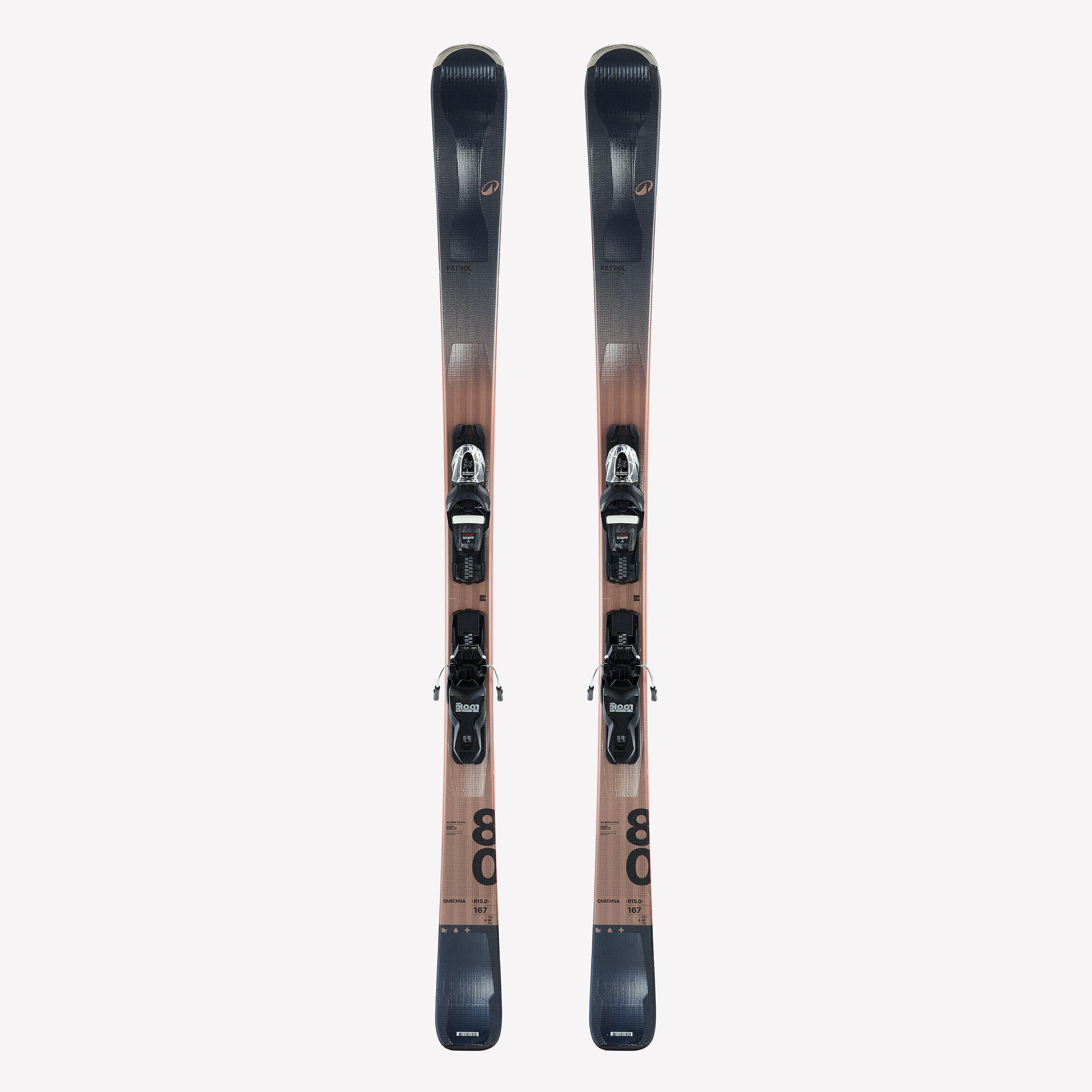 WEDZE Zjazdové lyže s viazaním All Mountain Patrol 80 tmavé drevo 167 cm