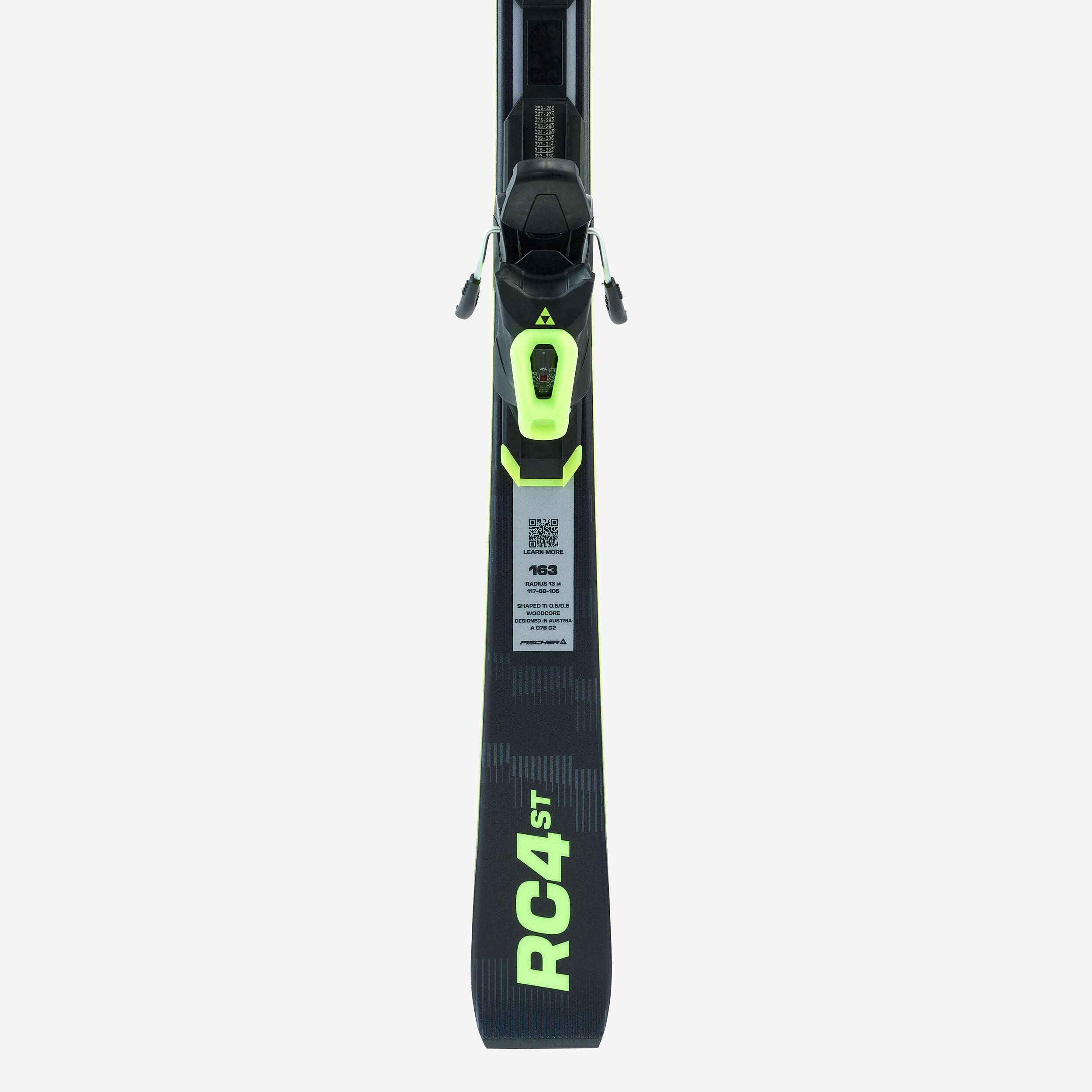 Alpiner Leistungsski mit Bindungen, Fischer RC4 Schwarz Gelb 8/9