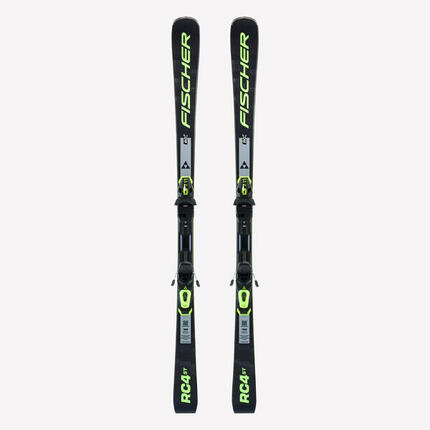 Esquí alpino alto rendimiento con fijaciones, Fischer RC4 ST, negro y amarillo
