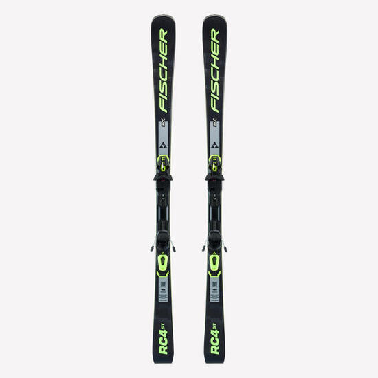 Esquí alpino alto rendimiento con fijaciones, Fischer RC4 ST, negro y amarillo