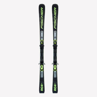 Esquí alpino alto rendimiento con fijaciones, Fischer RC4 ST, negro y amarillo