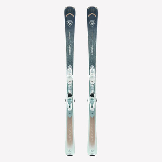 Esquí Allmountain con fijaciones mujer Rossignol, Arcade 82 W almendra y blanco