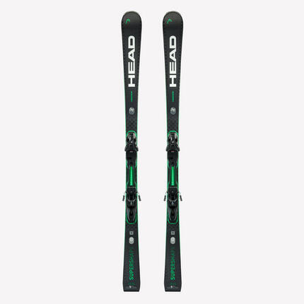 Ski alpin avec fixations, Homme, Head SuperShape e-Magnum, noir et vert