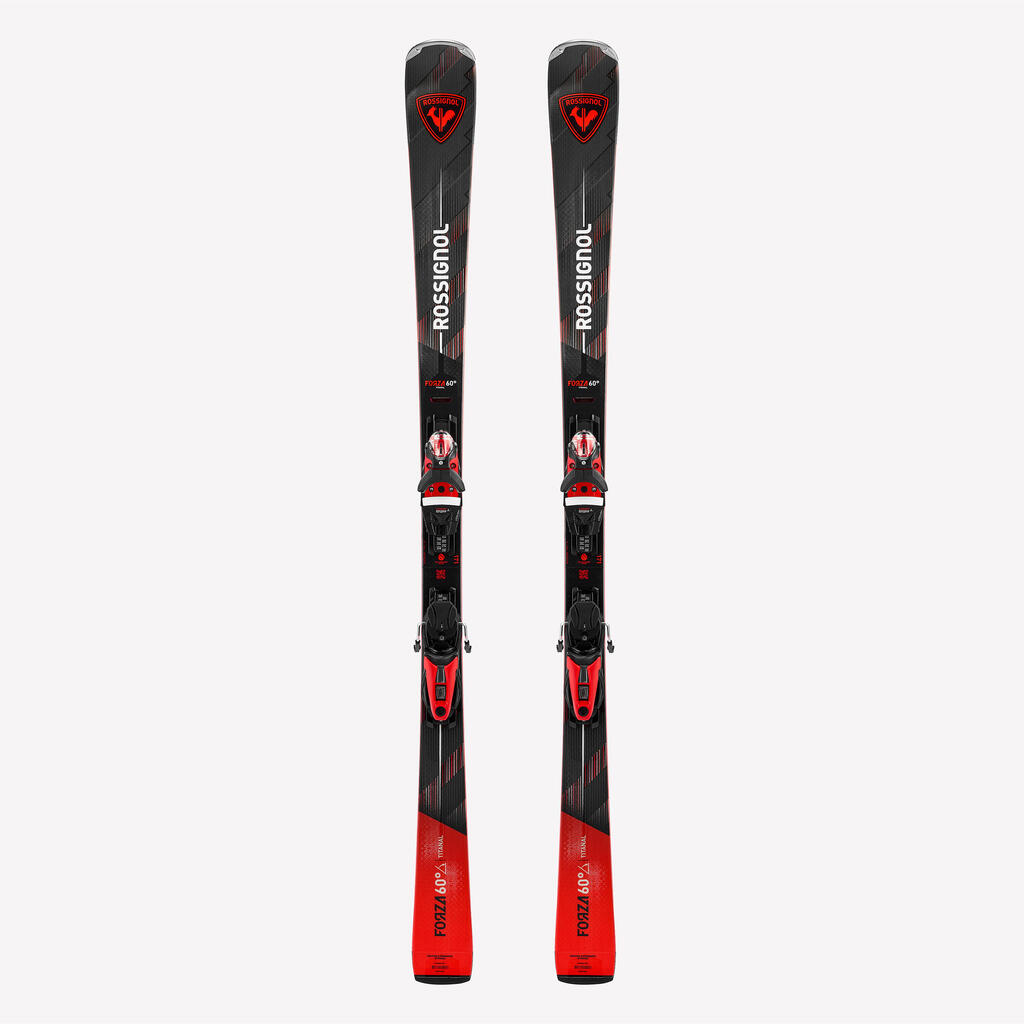 Rdeče in črne smuči FORZA 60° z vezmi