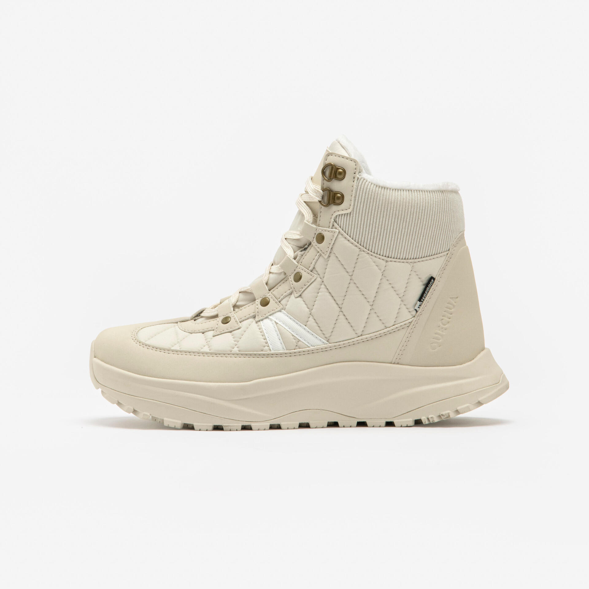 Women's warm, waterproof hiking boots, NH500 Mid Qlt Beige