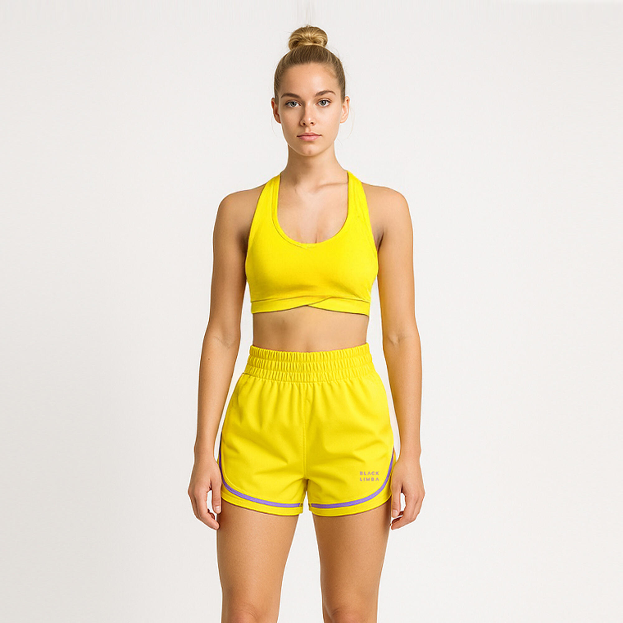 Pantalón corto mujer fitness Black Limba amarillo 3/5