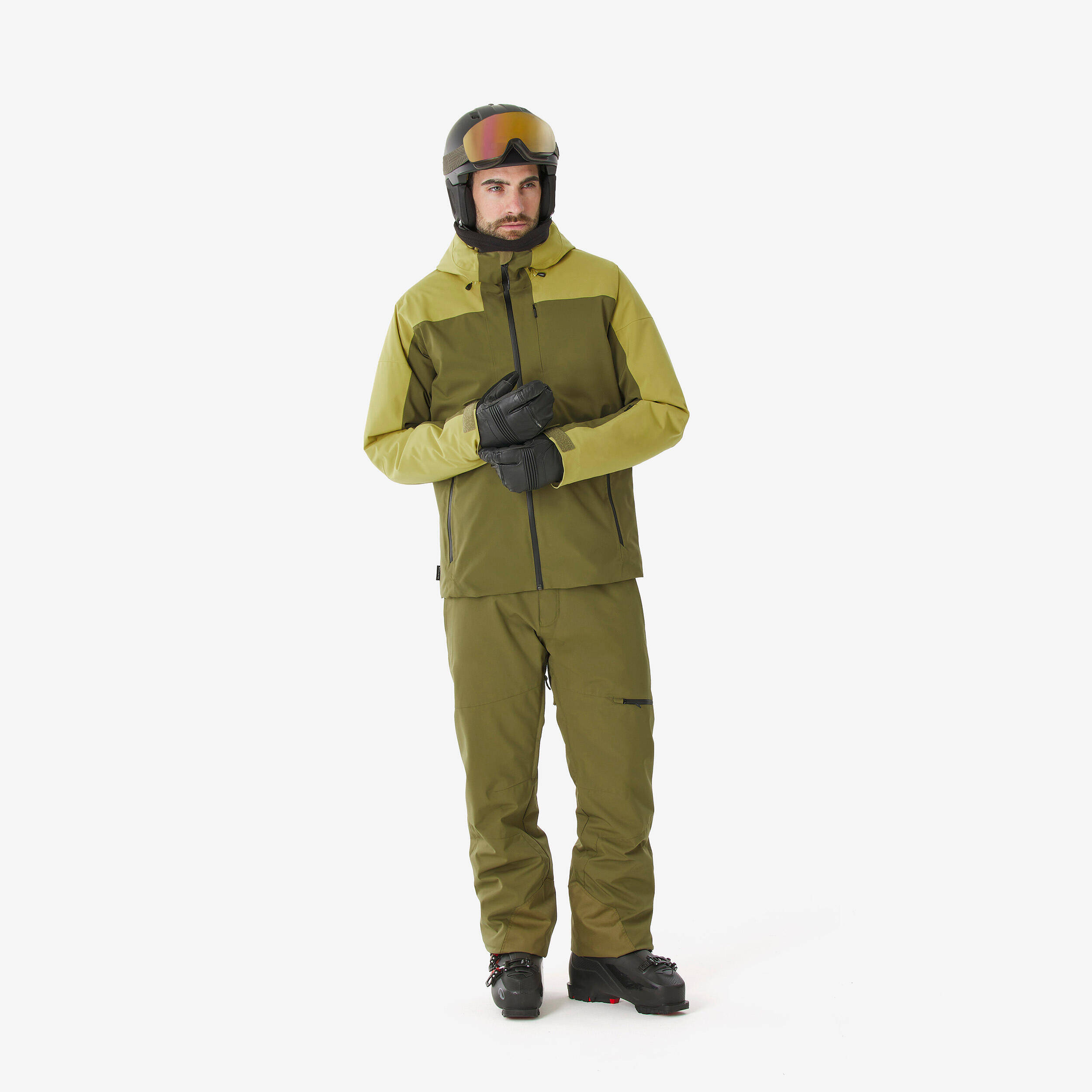 Men’s very warm and breathable  ski and snowboard trousers, 500 - Khaki -  3
