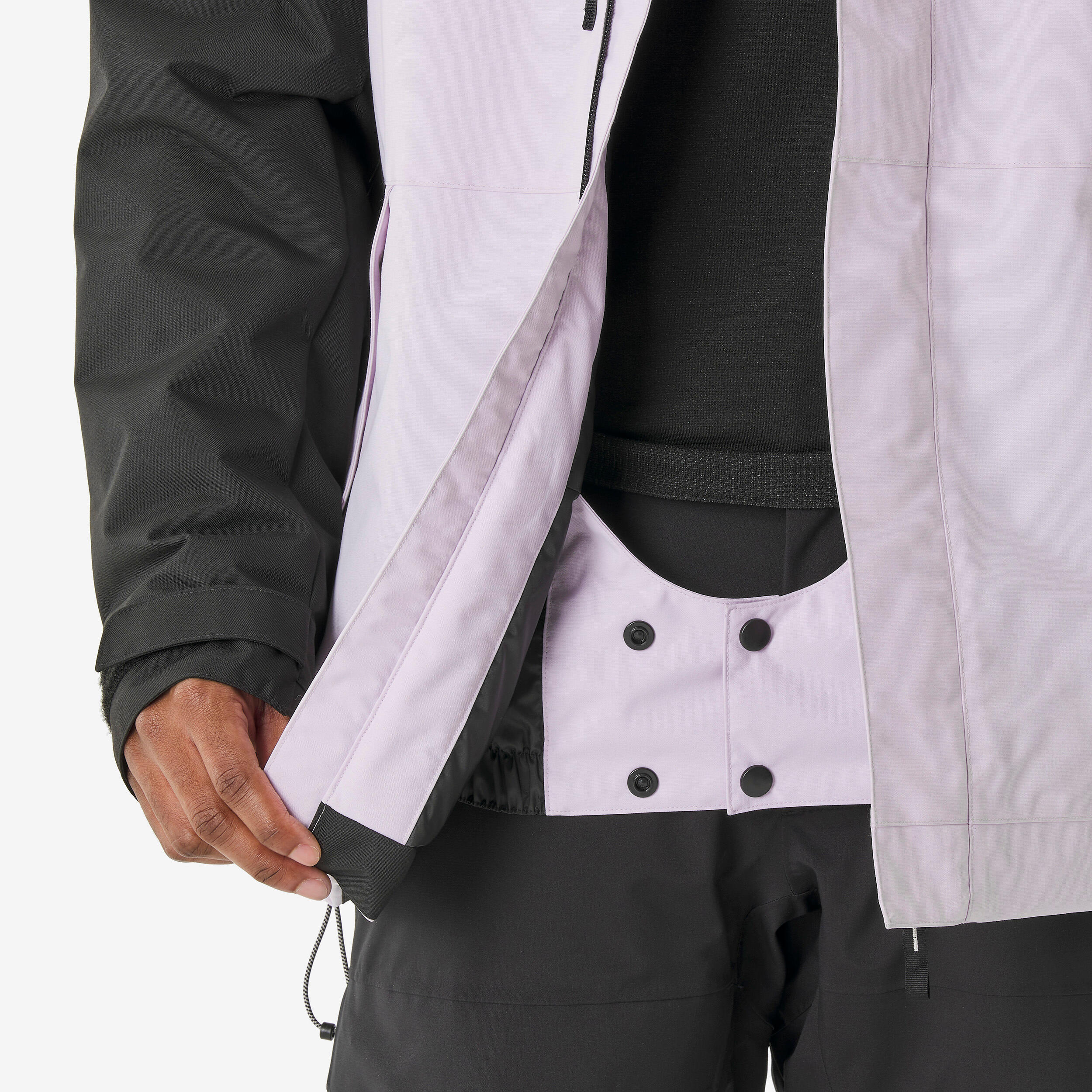 Casaco de ski e snowboard comprido e quente homem, 500 long violeta 8/16