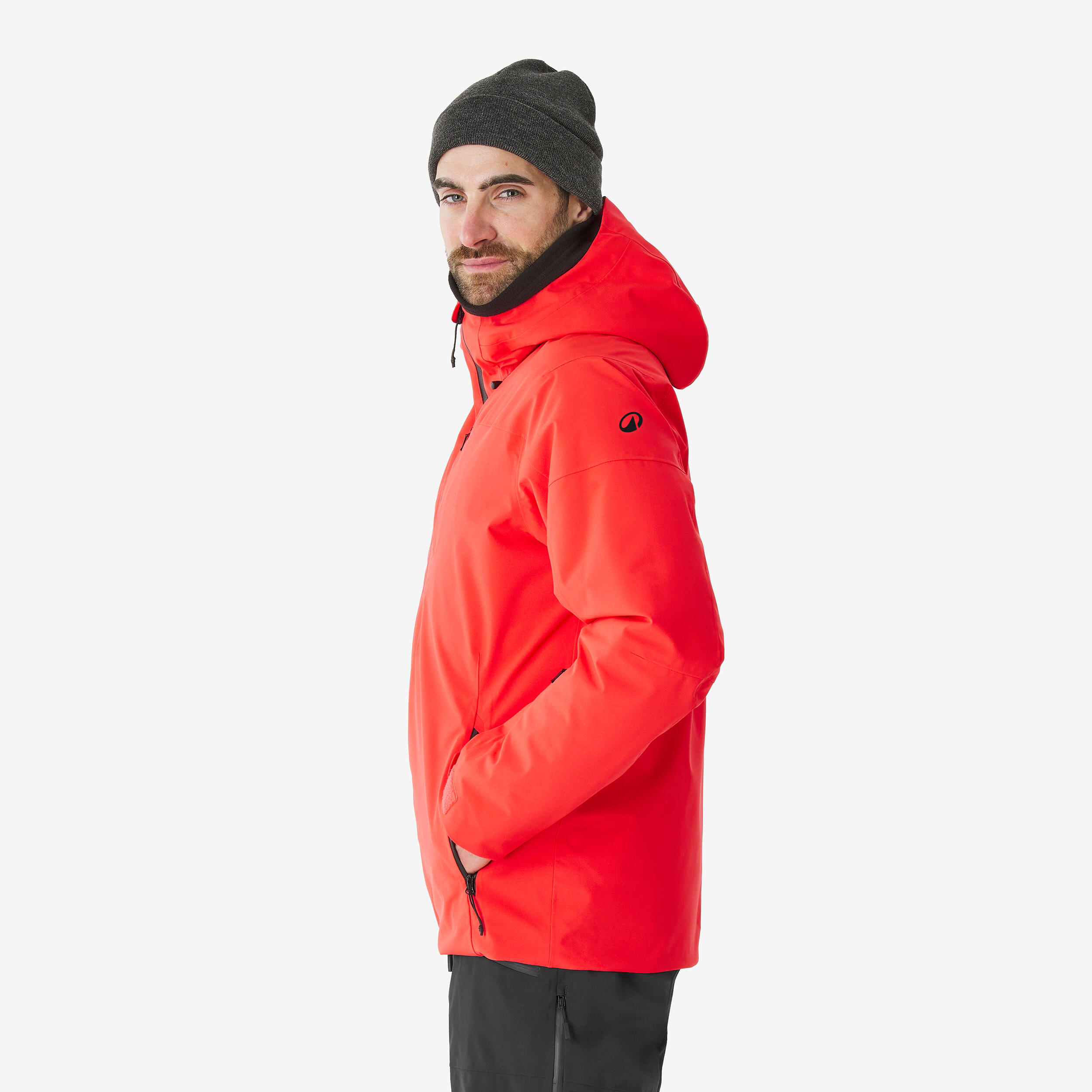 Men’s warm and waterproof ski and snowboard jacket, JKT 500 - Red