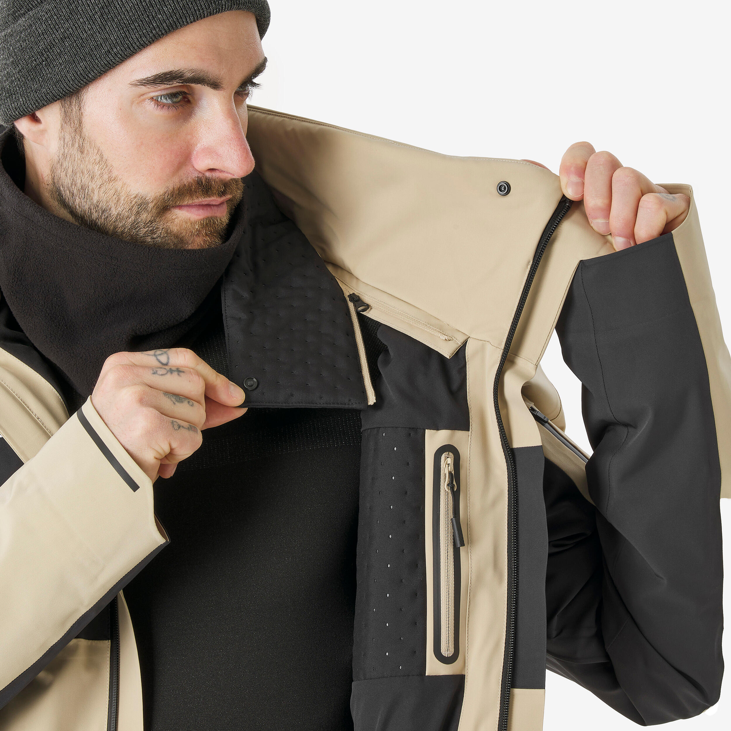 Veste de ski et snowboard très respirante et imperméable homme, JKT 900 beige 10/20
