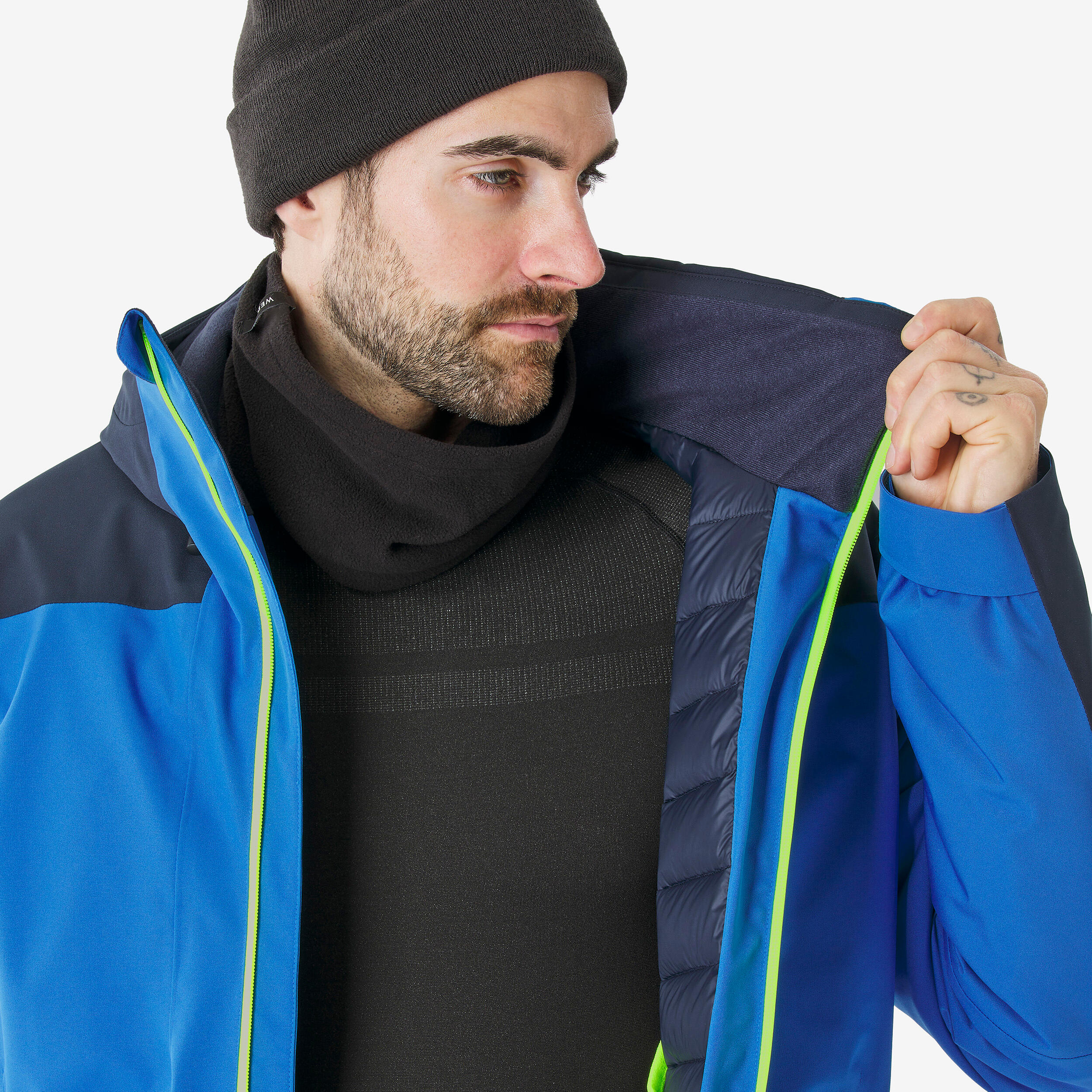 Veste de ski et snowboard chaude et imperméable homme, JKT 500 bleu et noir 6/11