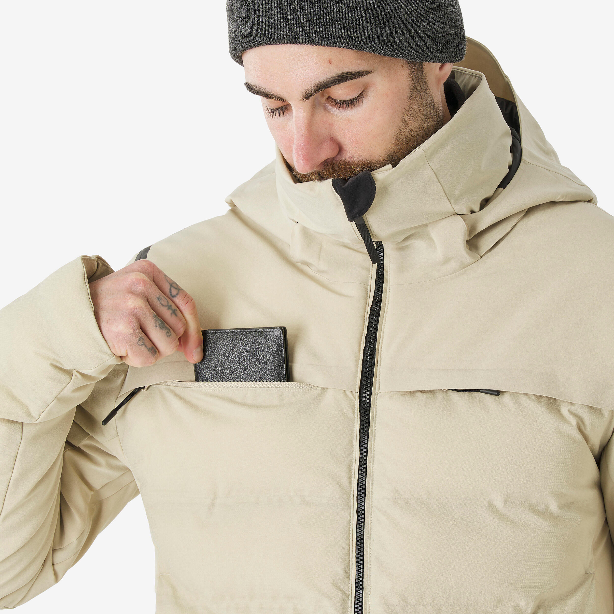 Piumino sci uomo 500 WARM beige 12/18
