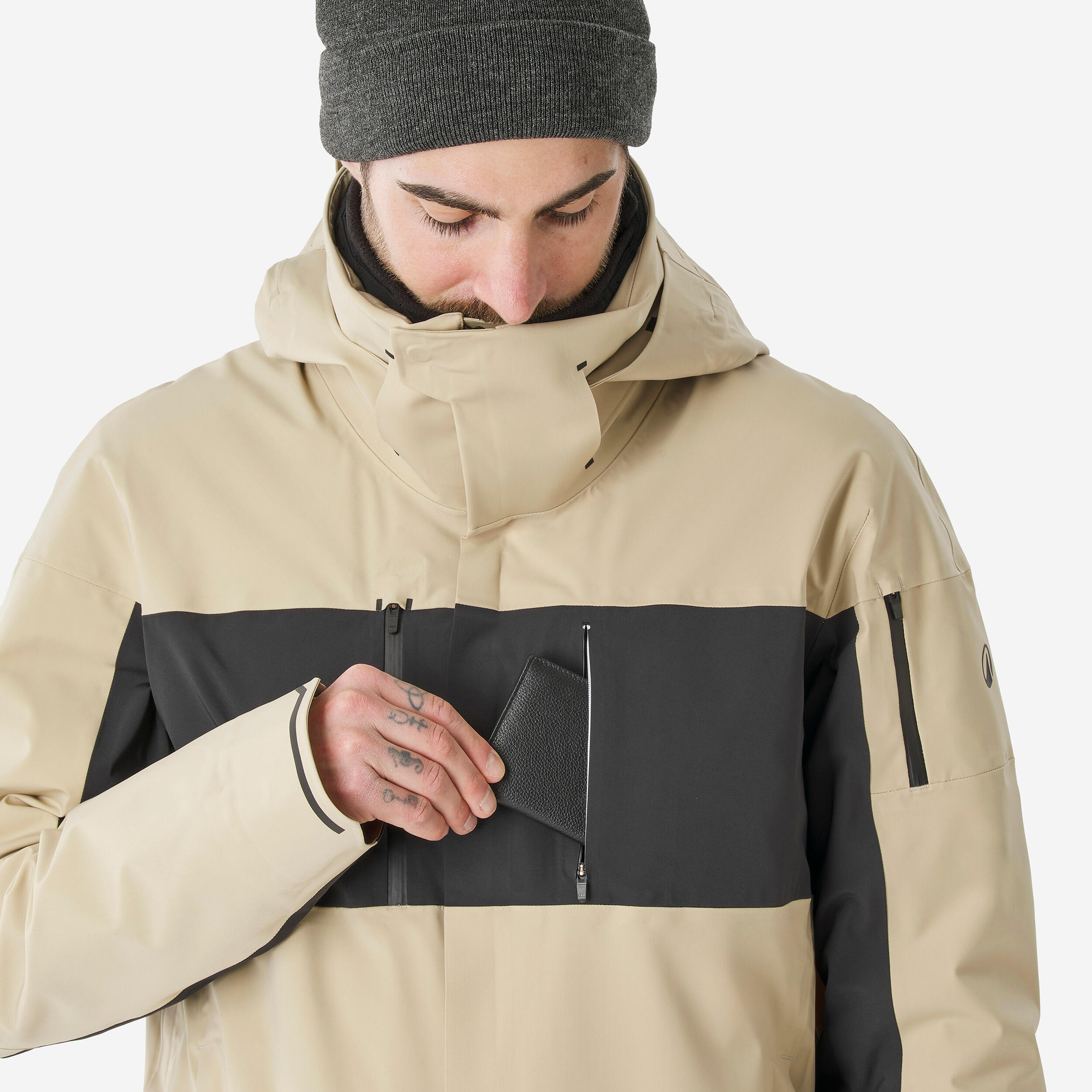 Veste de ski et snowboard très respirante et imperméable homme, JKT 900 beige 12/20