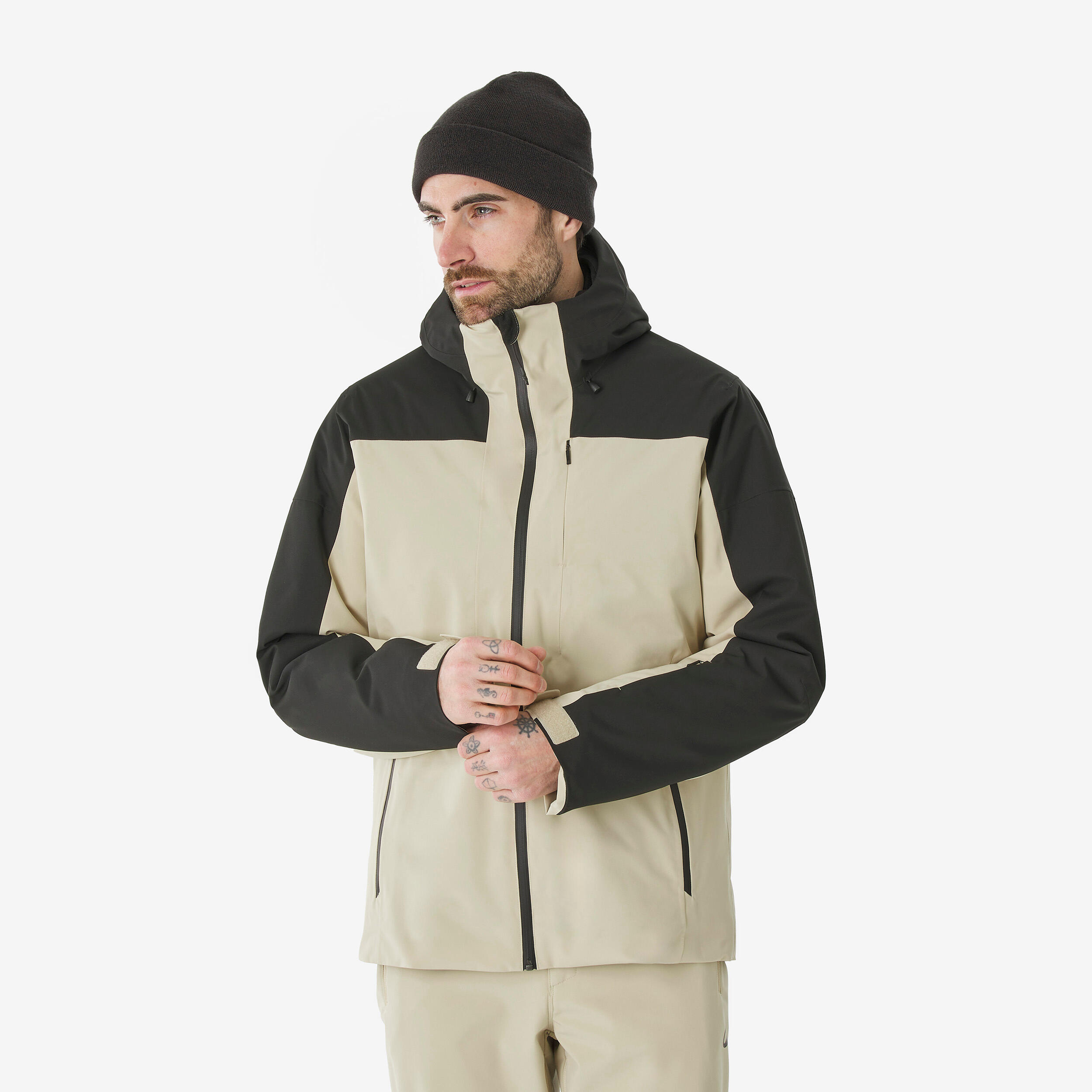 WEDZE Pánska lyžiarska/snowboardová bunda JKT 500 béžová 2XL