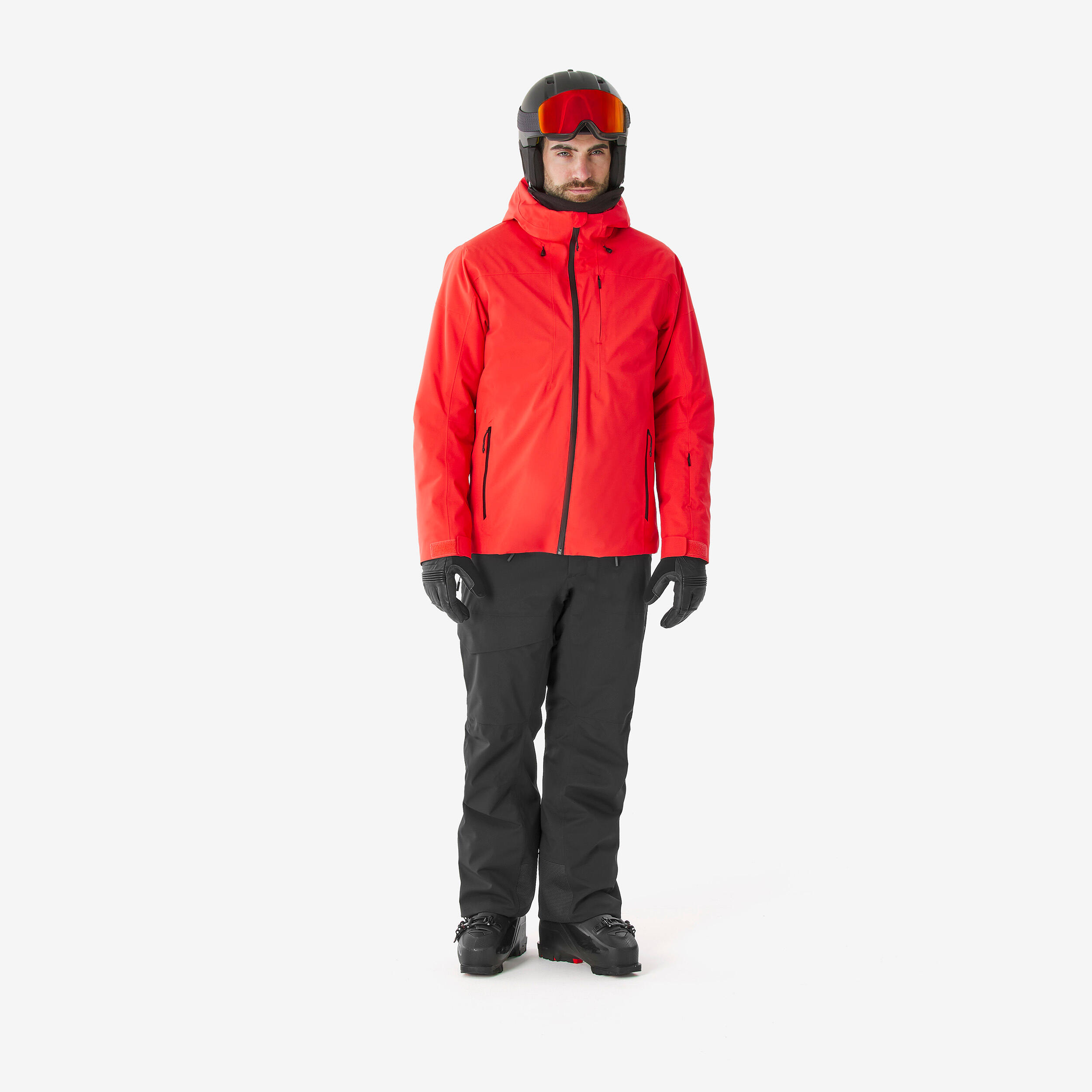 Men’s warm and waterproof ski and snowboard jacket, JKT 500 - Red