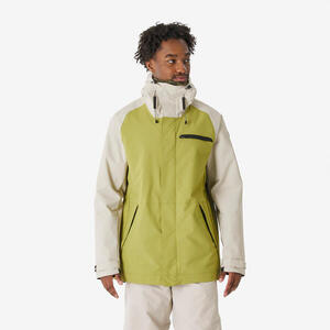 Chaqueta de esquí y snowboard larga y cálida hombre, 500 long caqui