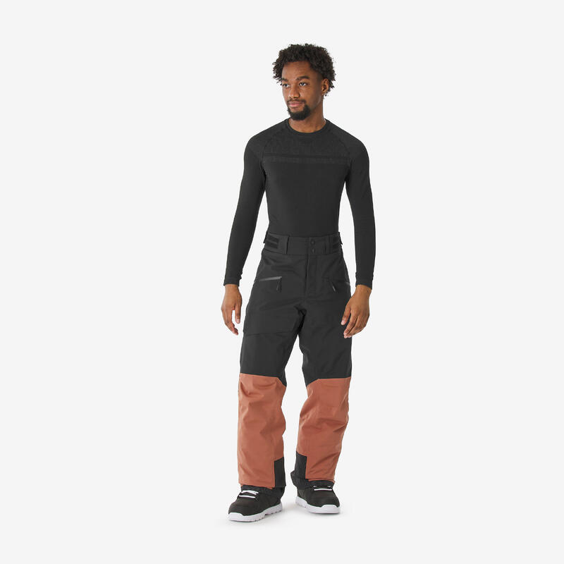 Pantalon de schi și snowboard 500 AM impermeabil și respirant Maro bărbați