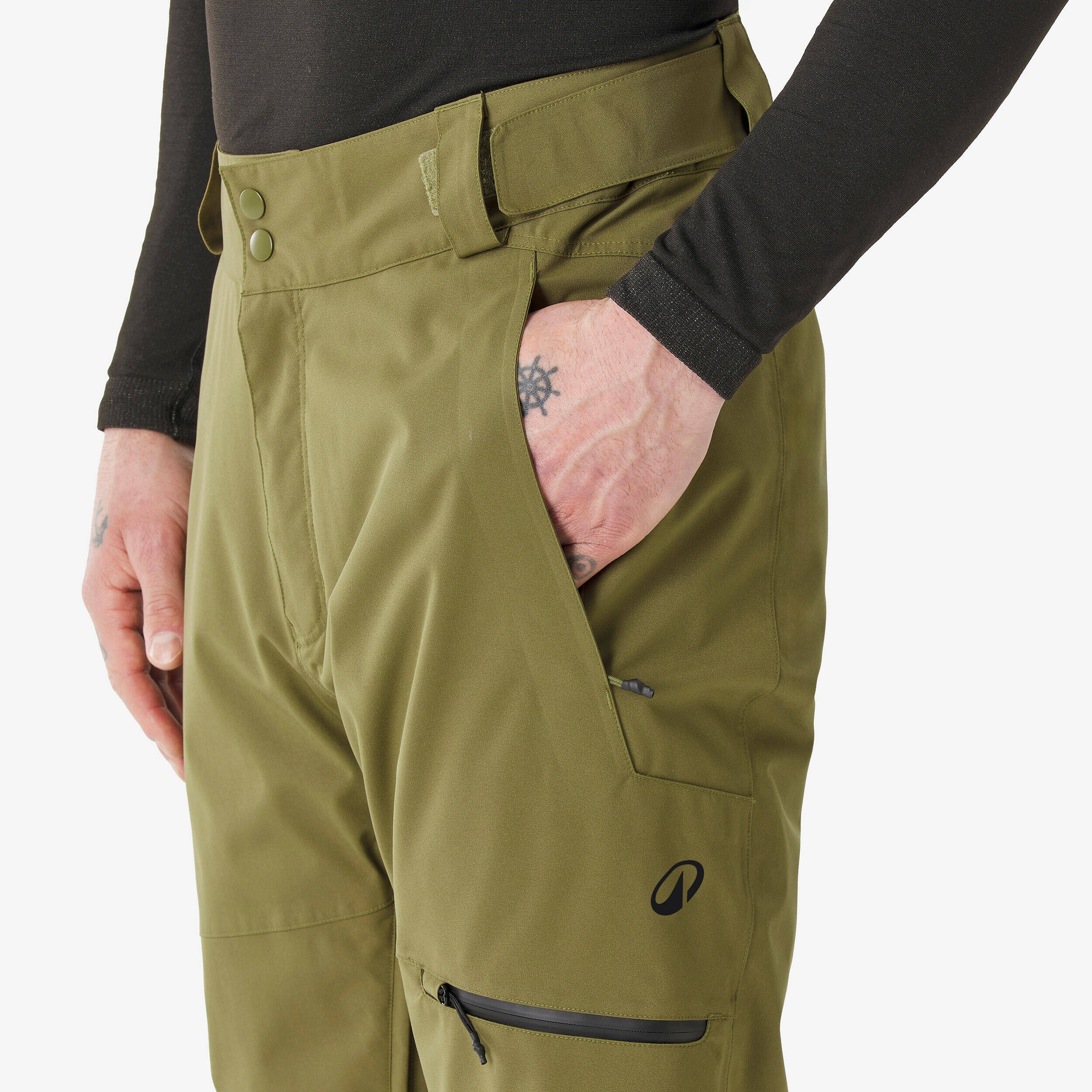 Men’s very warm and breathable  ski and snowboard trousers, 500 - Khaki -  4