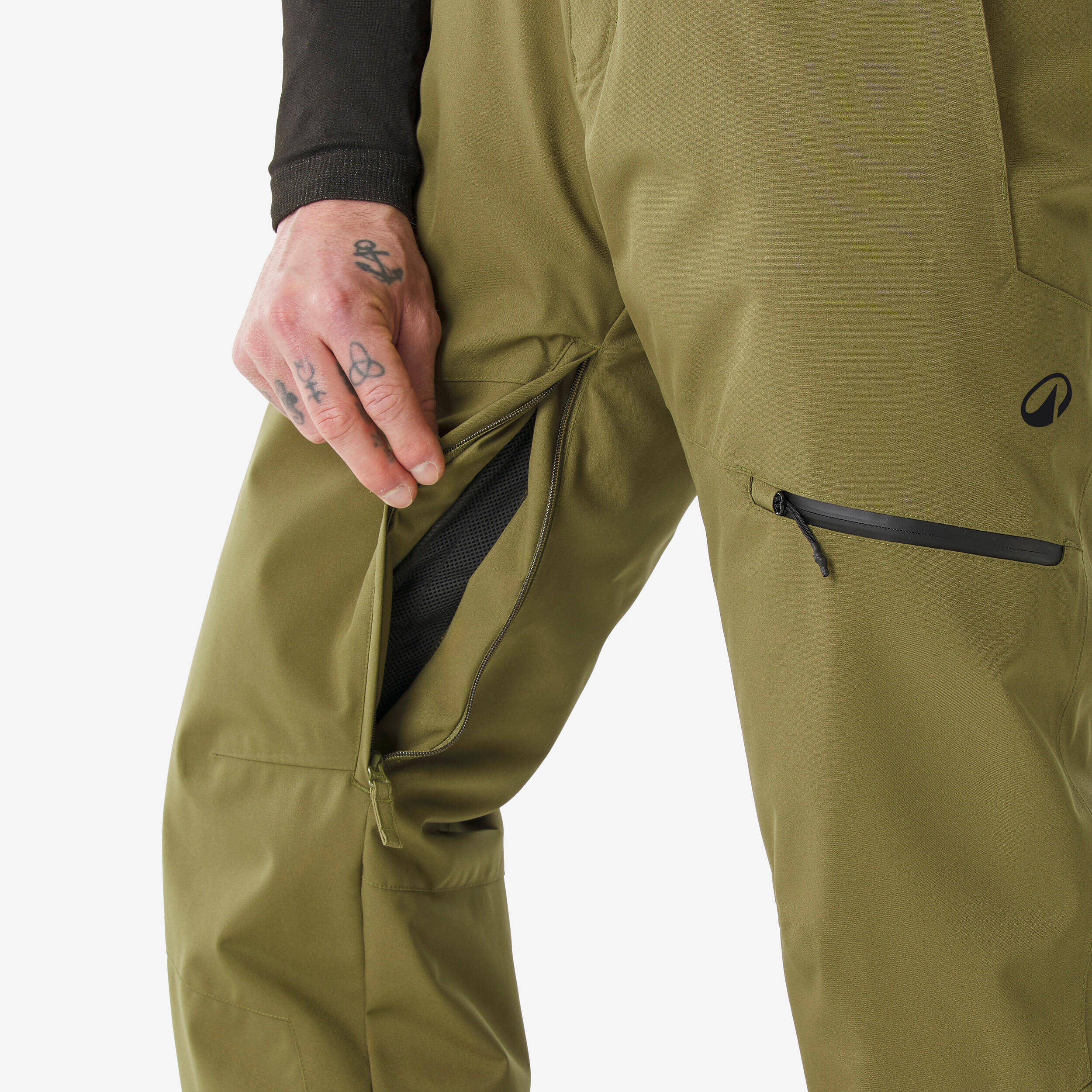 Men’s very warm and breathable  ski and snowboard trousers, 500 - Khaki -  5