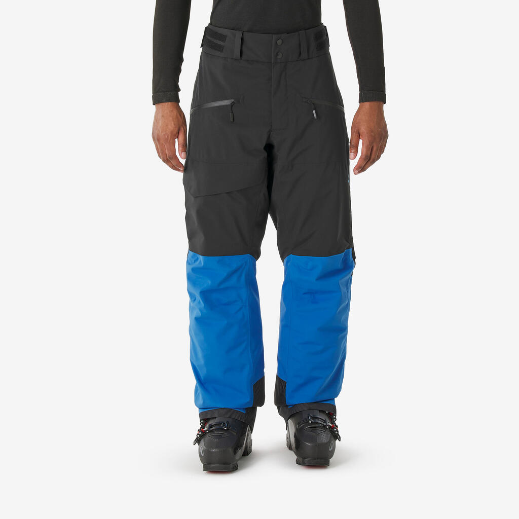 Plave muške vodootporne i prozračne pantalone za skijanje i snoubording 500 AM