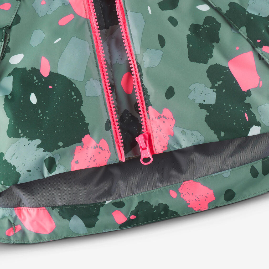 Roze-zelena dečja topla i podesiva jakna za skijanje 500 (1–5 godina)