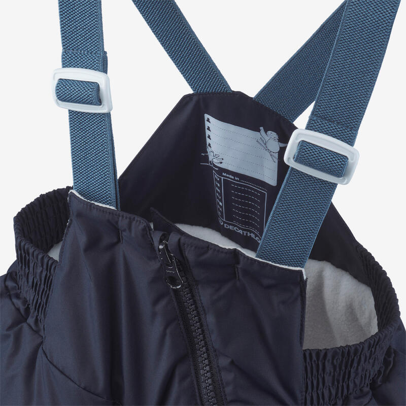Pantalon de schi / Salopetă călduroasă pentru copii 1-5 ani, BIB 500 albastru