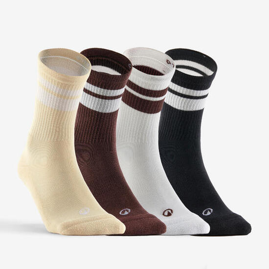 CHAUSSETTES DE SPORT HAUTES RS 300 BEIGE, MARRON, BLANC EN LOT DE 4.
