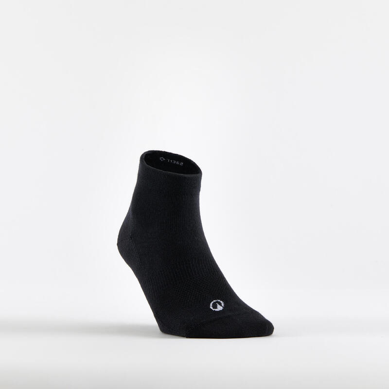 Set 3 Perechi Şosete Mid Tenis RS160 Negru-Kaki Adulți