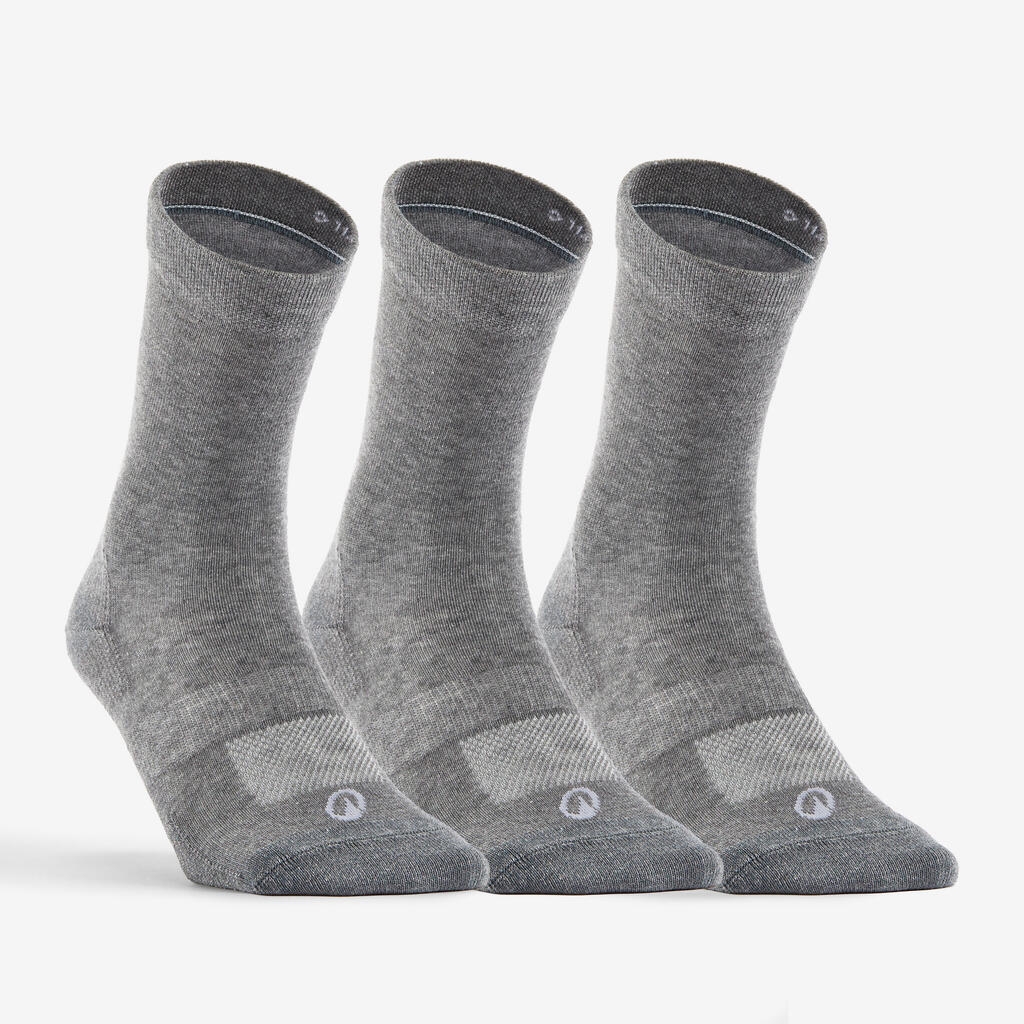 CHAUSSETTES DE SPORT HAUTES RS 160 GRIS LOT DE 3