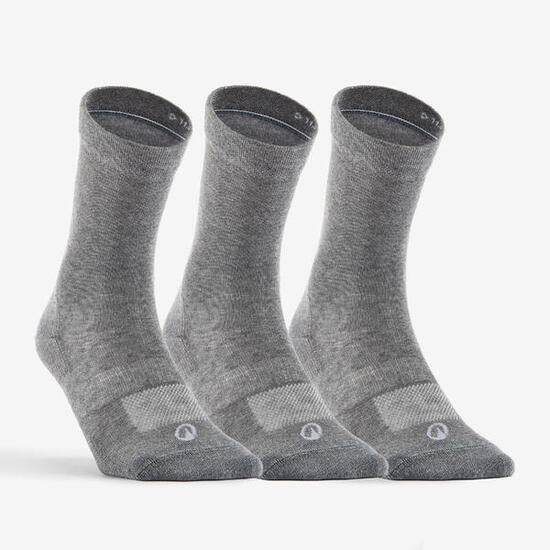 CHAUSSETTES DE SPORT HAUTES RS 160 GRIS LOT DE 3