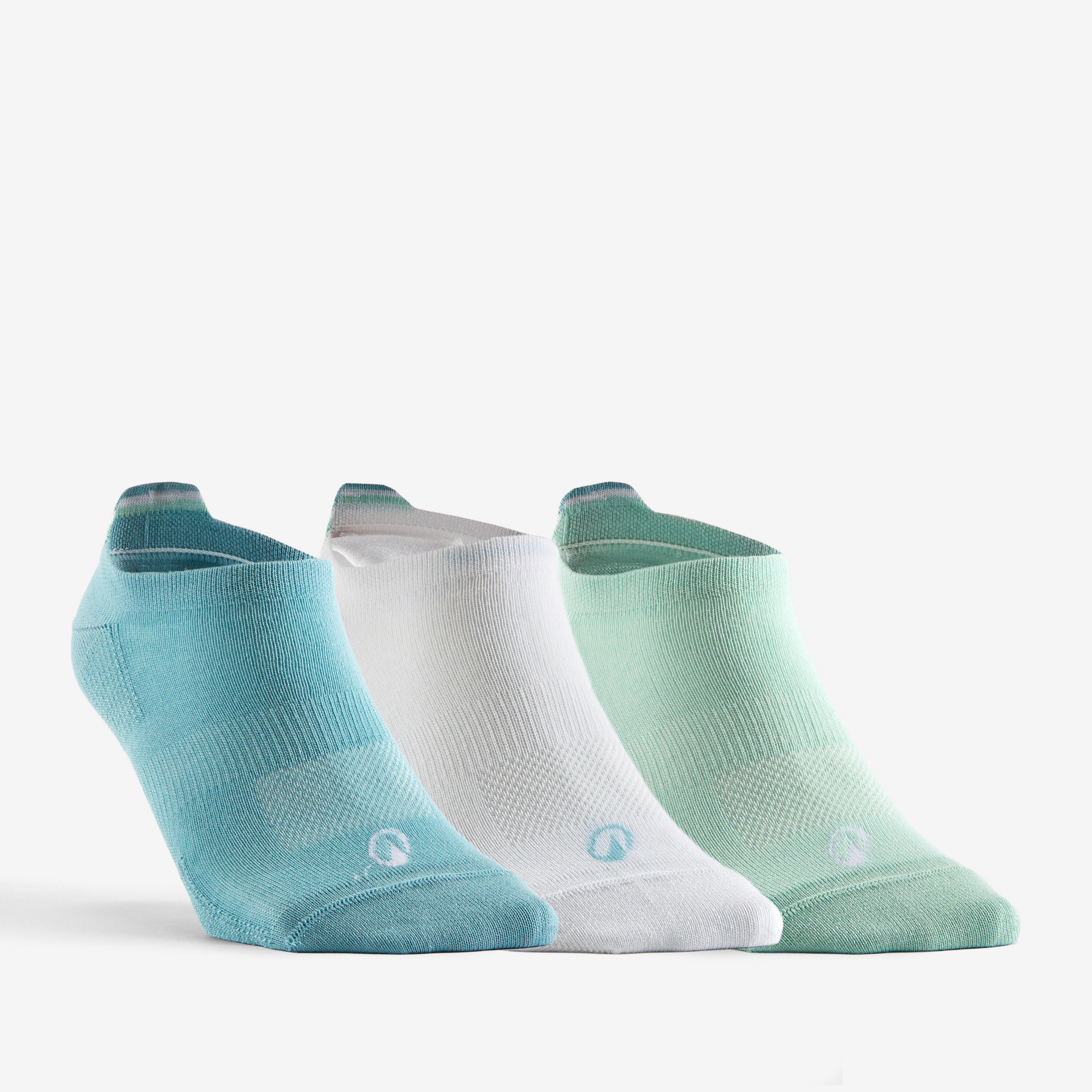 DECATHLON Športové ponožky RS 160 nízke 3 páry biele, bledozelené, bledomodré 35-38