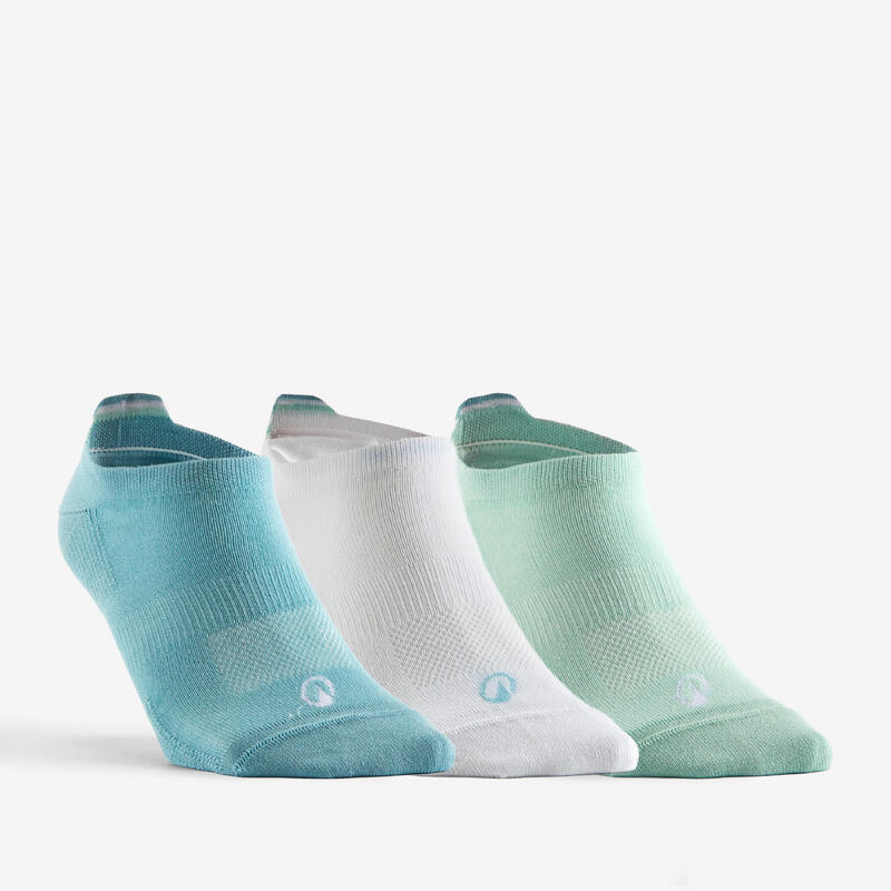 CHAUSSETTES DE SPORT BASSES ARTENGO RS 160 VERT BLANC VERT LOT DE 3