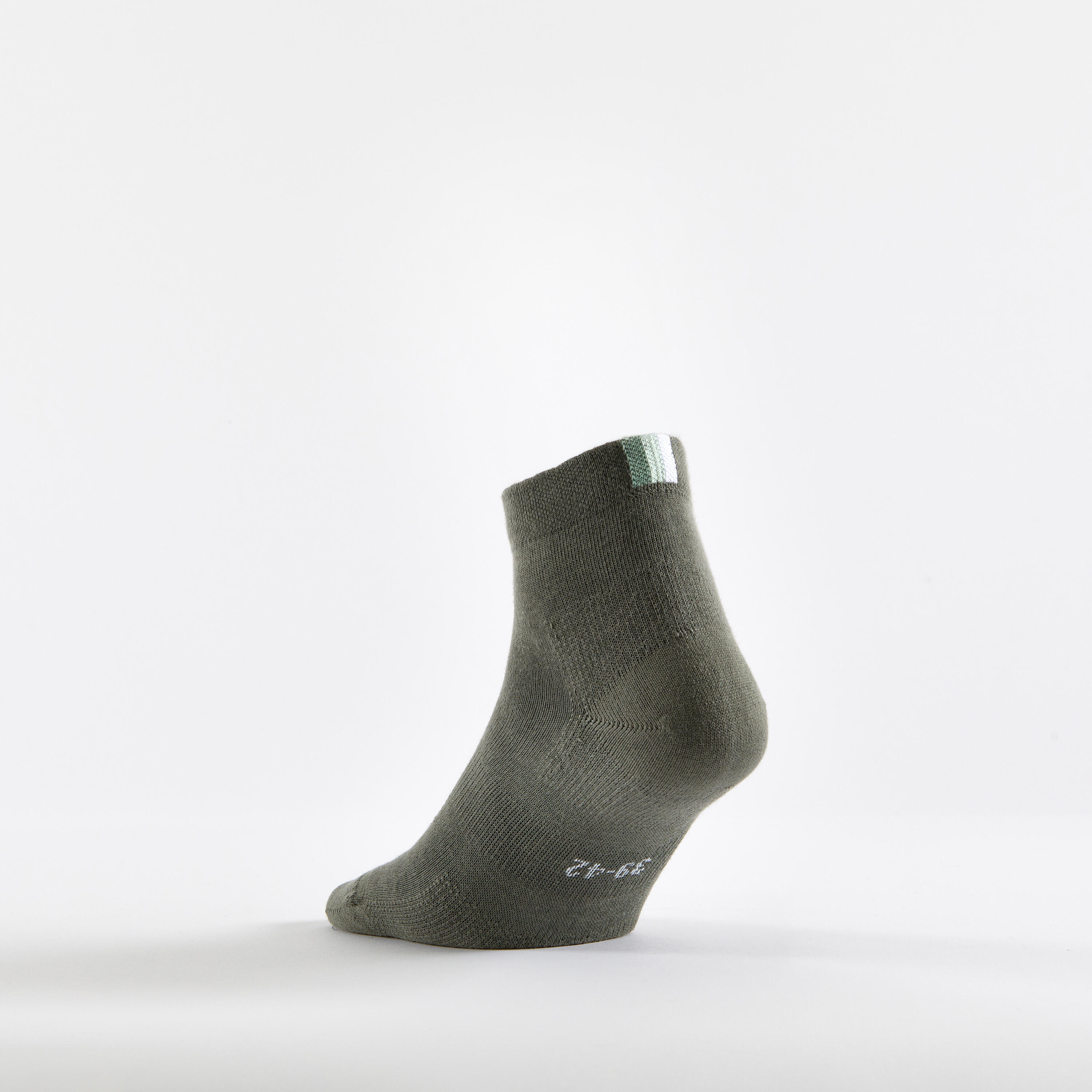 CHAUSSETTES DE SPORT MI-HAUTES RS 160 KAKI NOIR LOT DE 3. 7/7