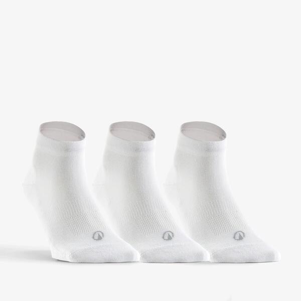 Three pairs of white mid-height sports socks