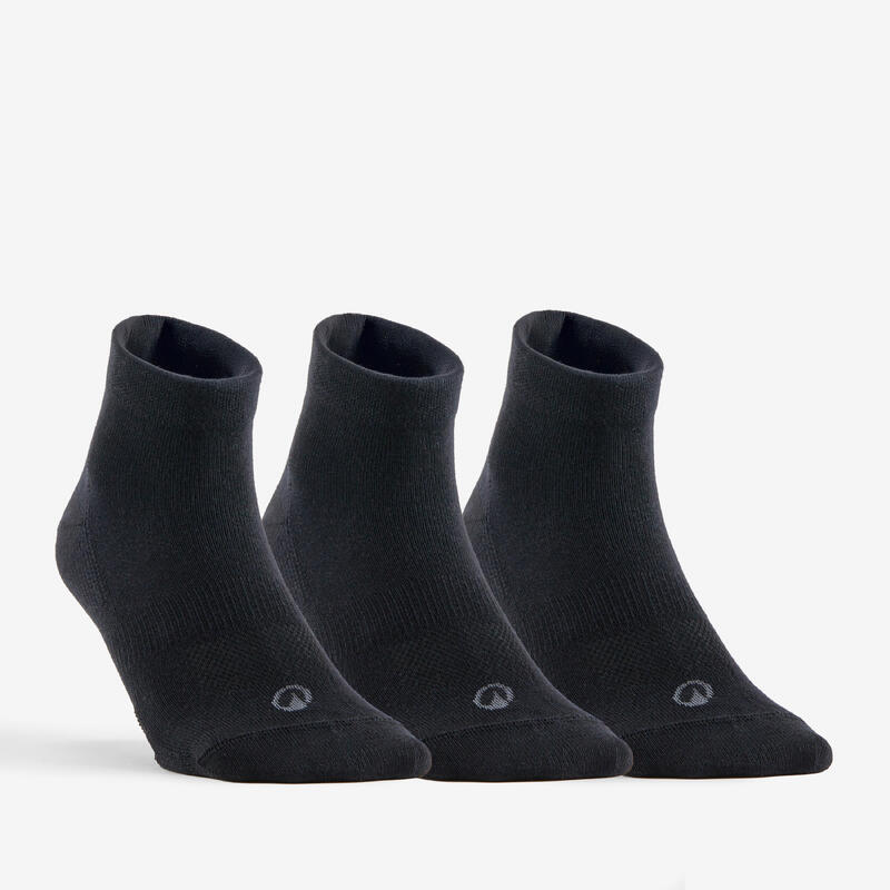 Chaussettes de sport mi-hautes artengo rs 160 noir lot de 3