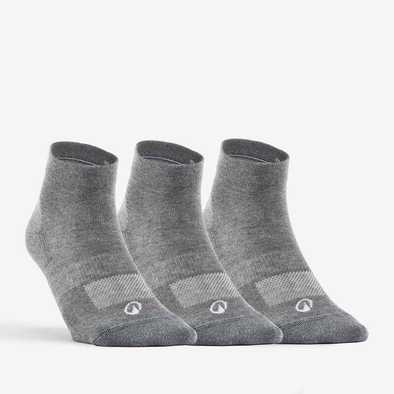 CHAUSSETTES DE SPORT MI-HAUTES ARTENGO RS 160 GRIS FONCE LOT DE 3