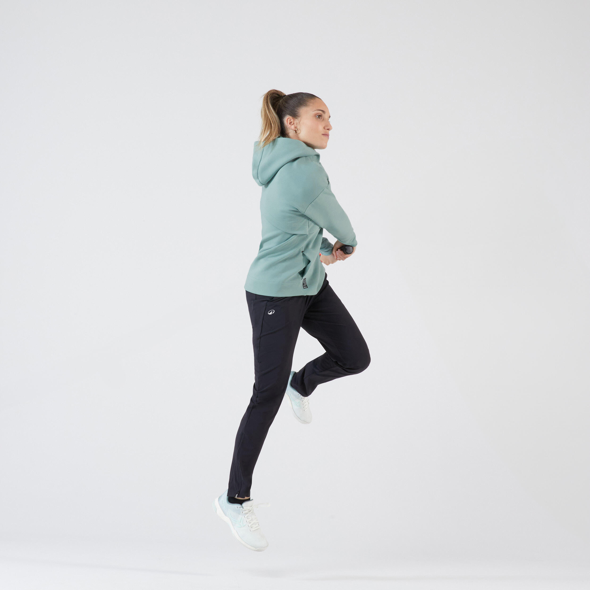 Sportbroek voor dames, losse joggingbroek, hoge taille, met zak