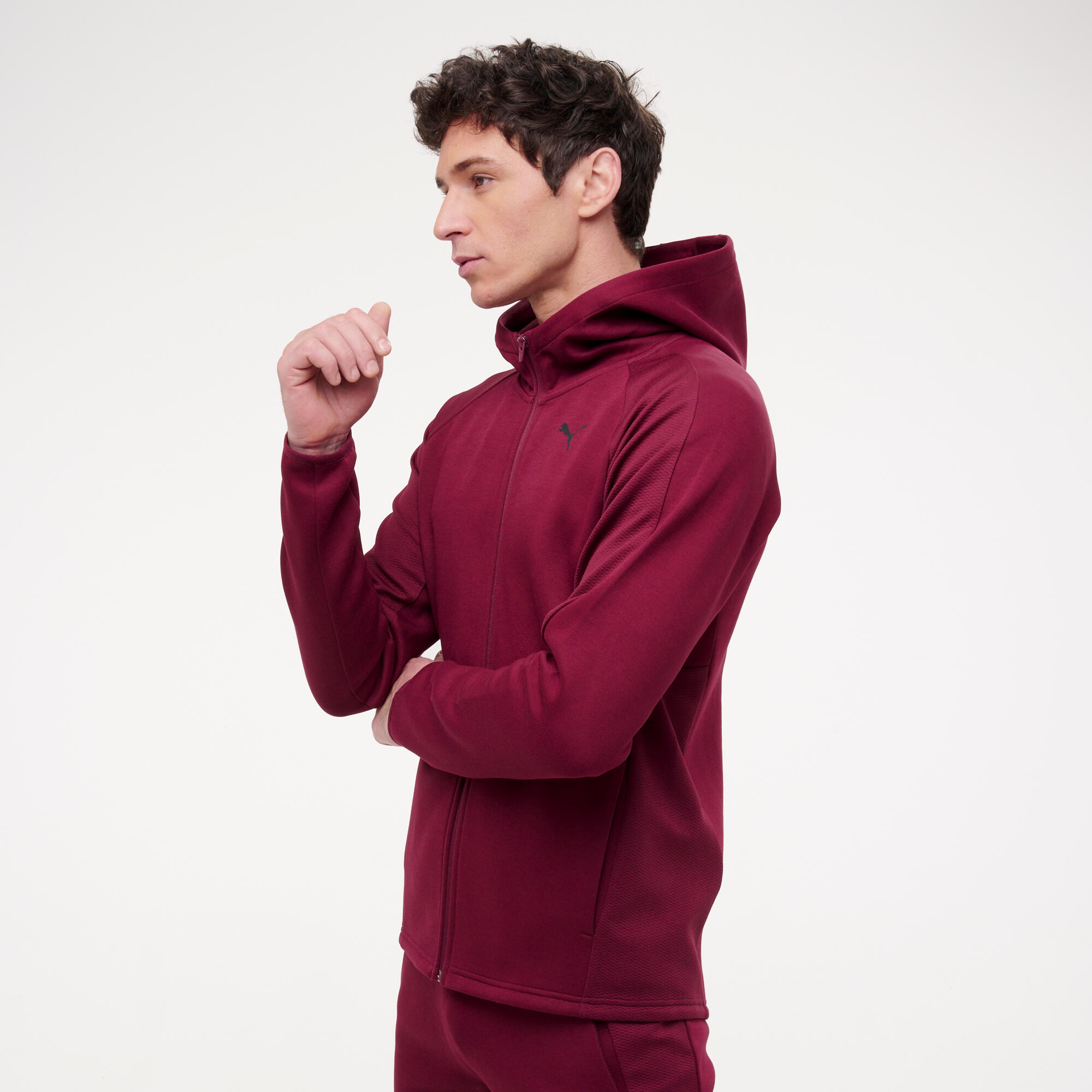Sweat à capuche zippé active homme, bordeaux 6/9
