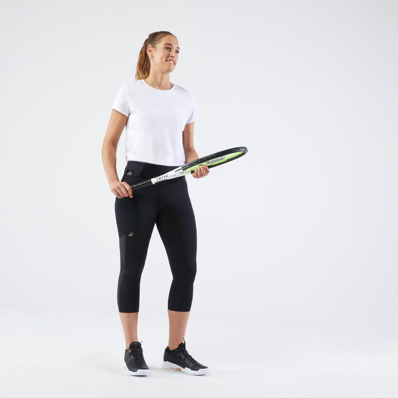 Legging tennis court dry femme - Corsaire dry HIP BALL noir