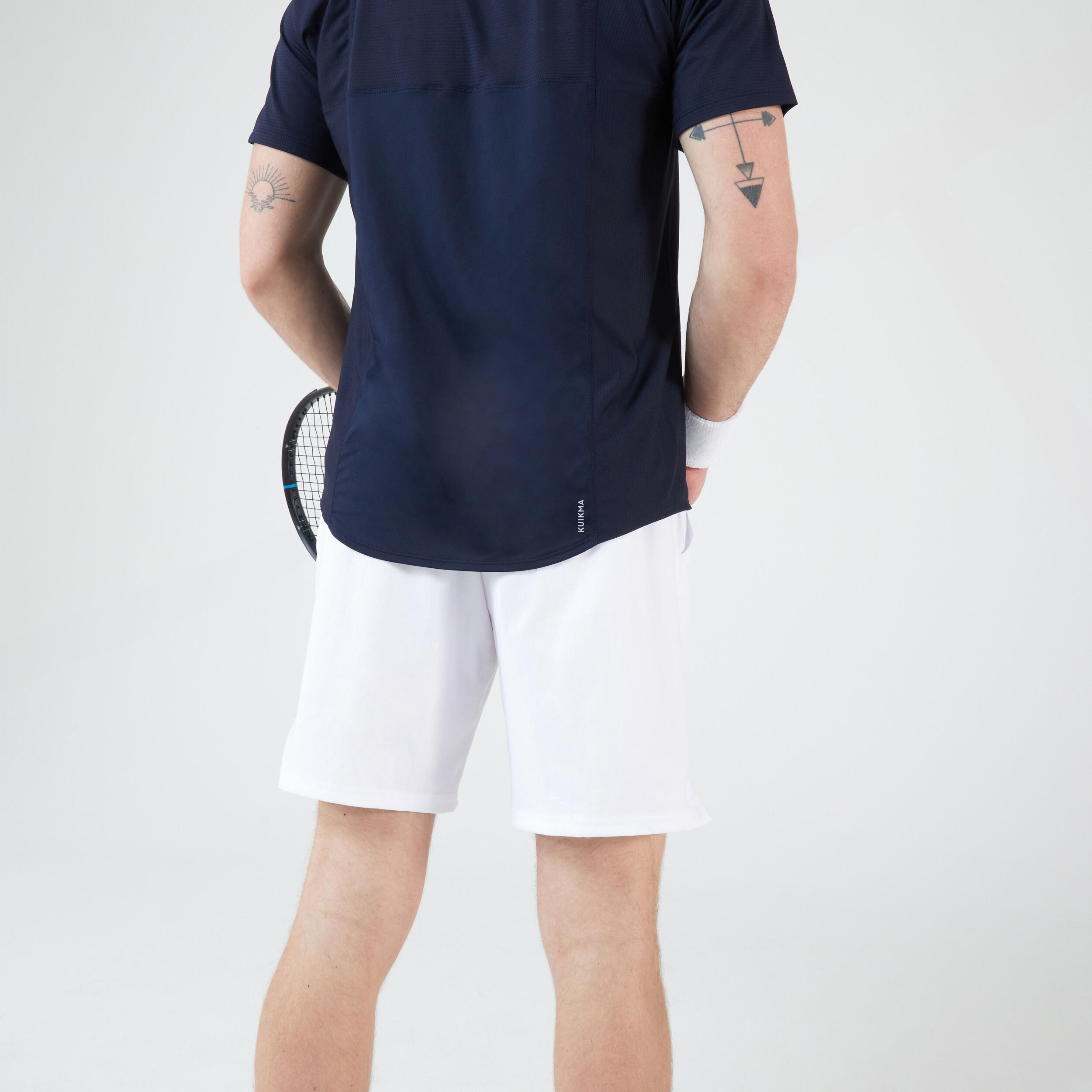 Men's Tennis T-Shirt Short Sleeved Quick Dry Navy White