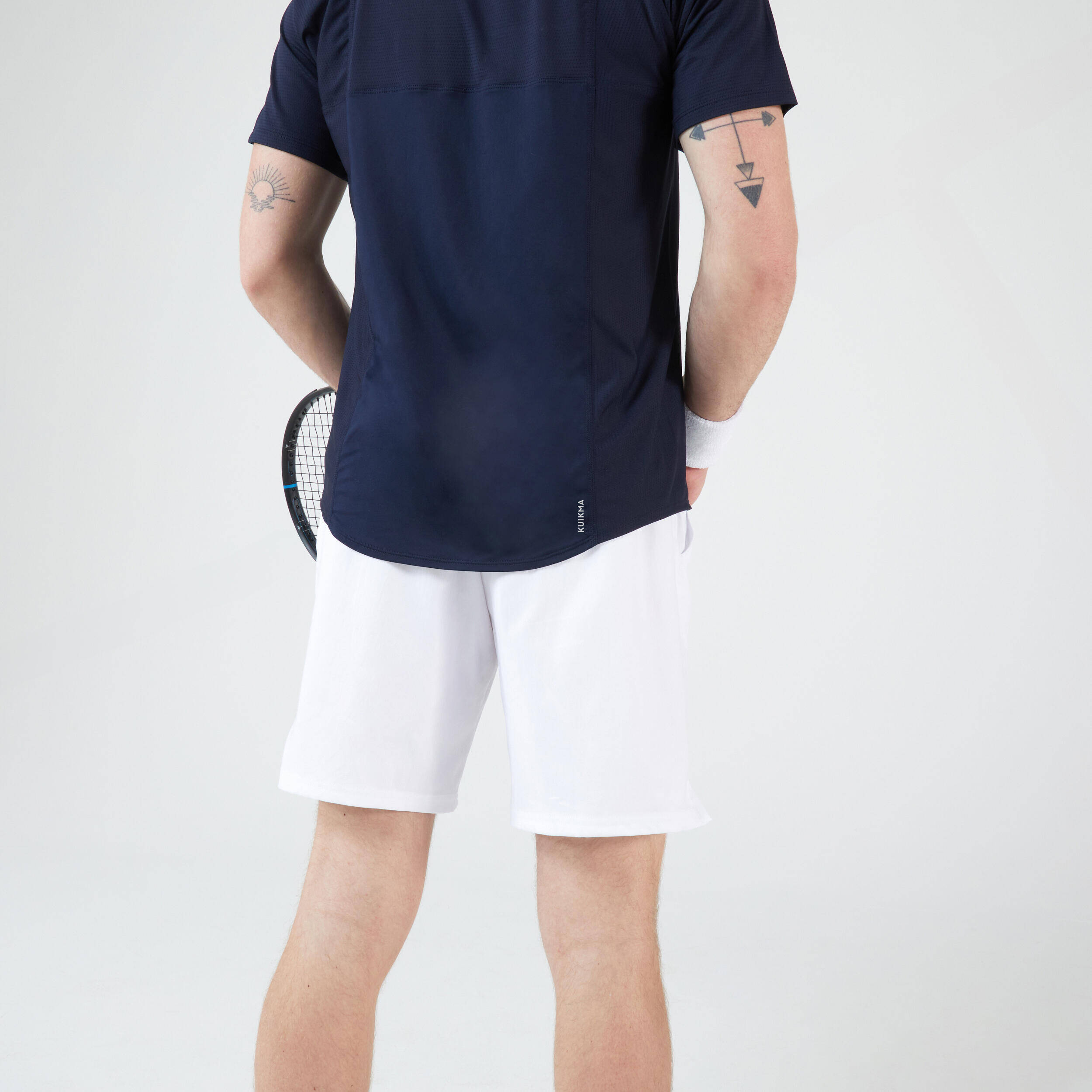 Men's Tennis T-Shirt Short Sleeved Quick Dry Navy White -  5