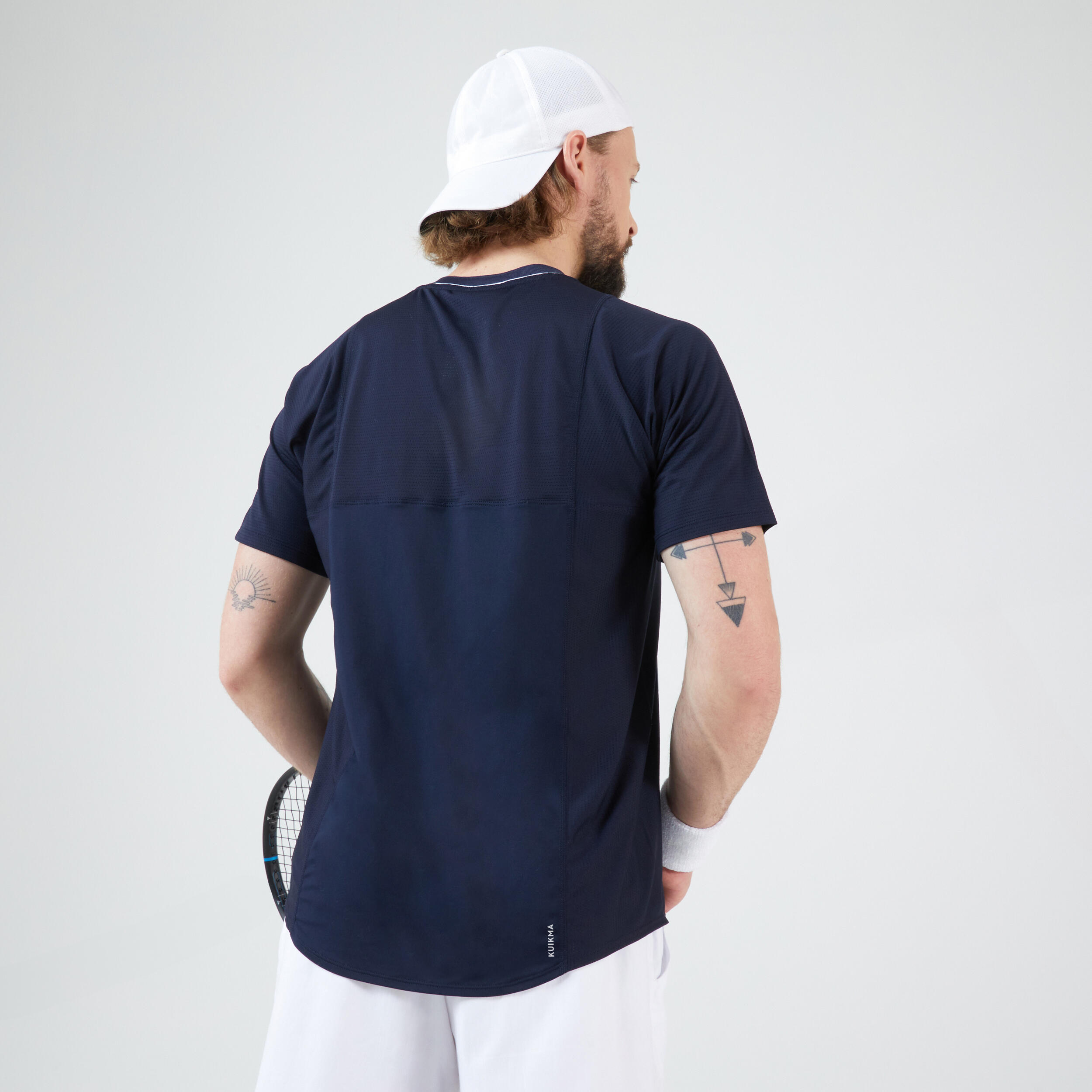 Men's Tennis T-Shirt Short Sleeved Quick Dry Navy White