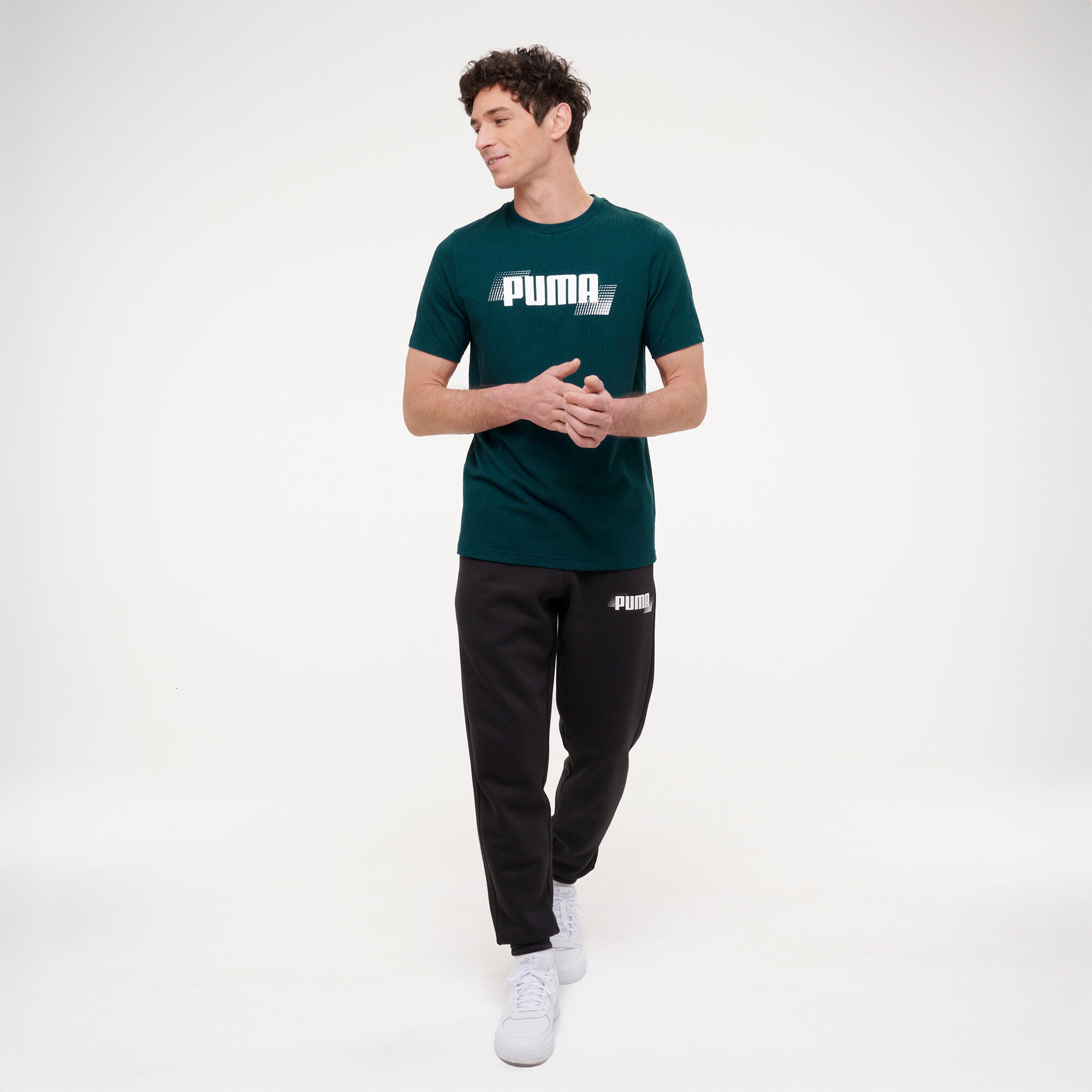 Camiseta Puma Hombre Verde Algodón Manga Corta 3/5