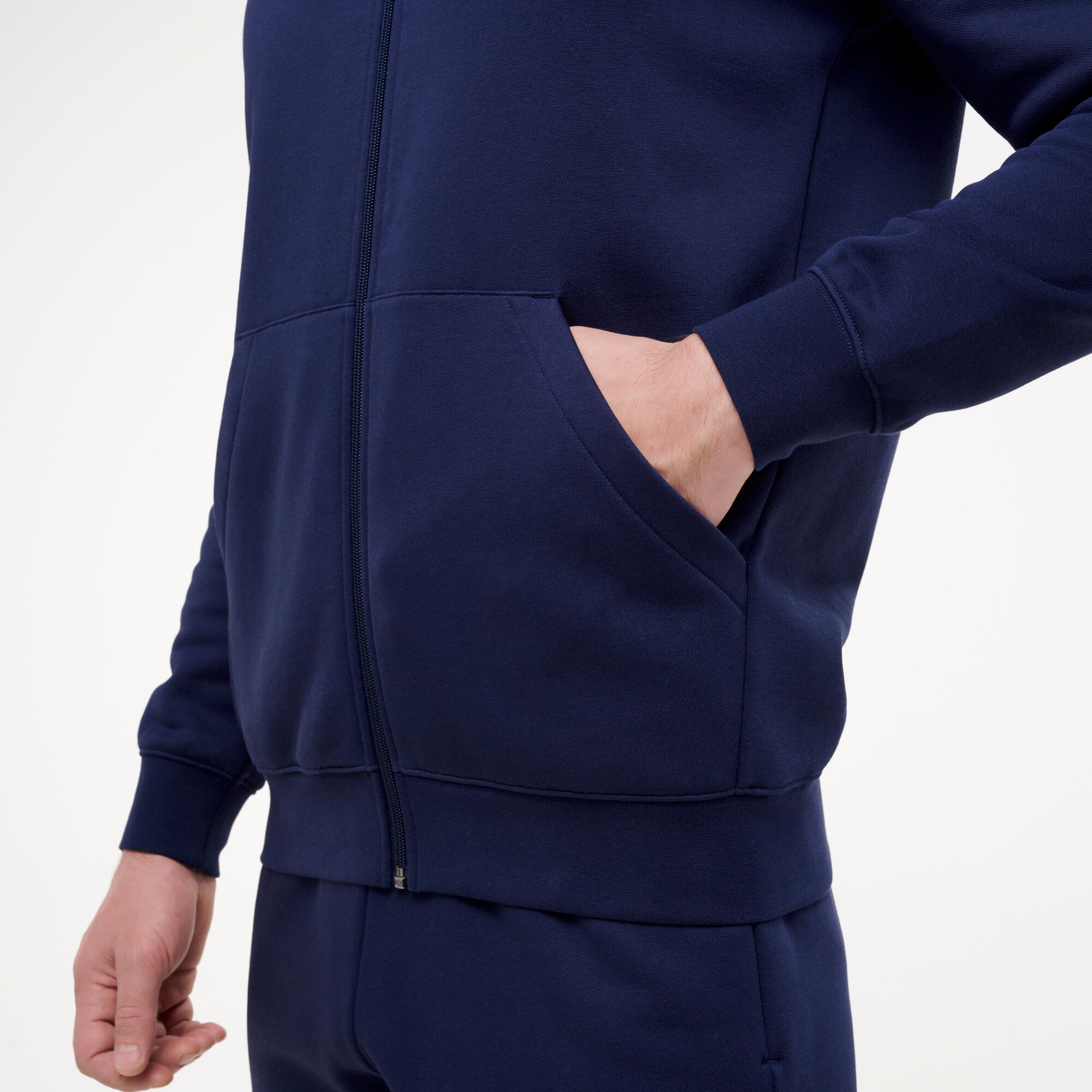 Capuchonvest voor fitness heren marineblauw 8/10