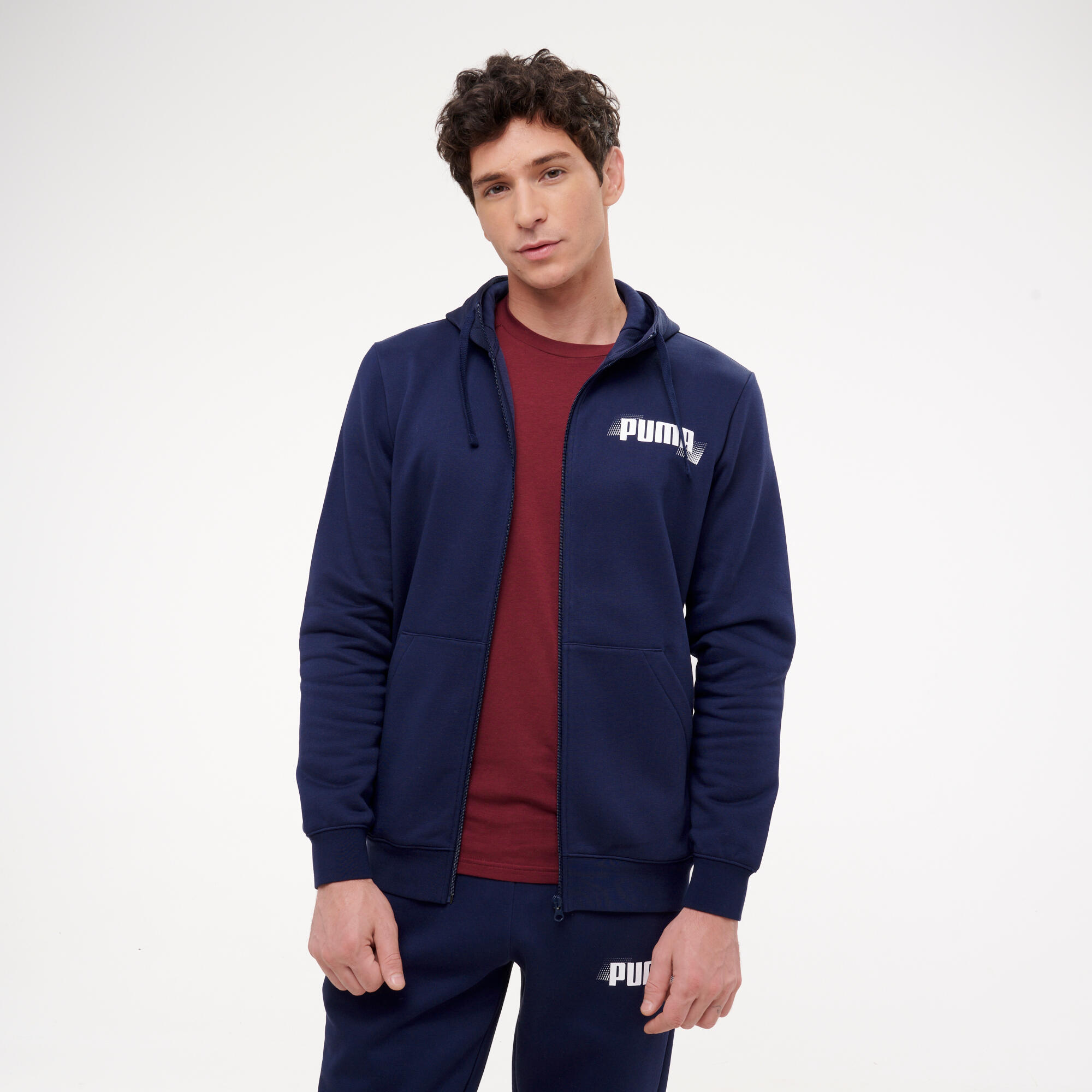 Sweat zippé de fitness homme, bleu marine