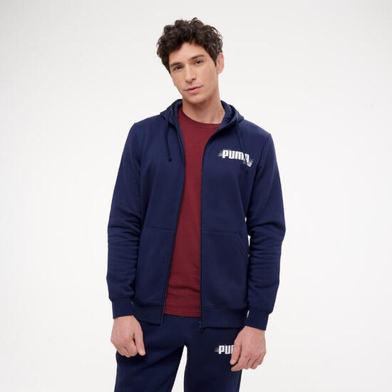 Sweat zippé de fitness homme, bleu marine