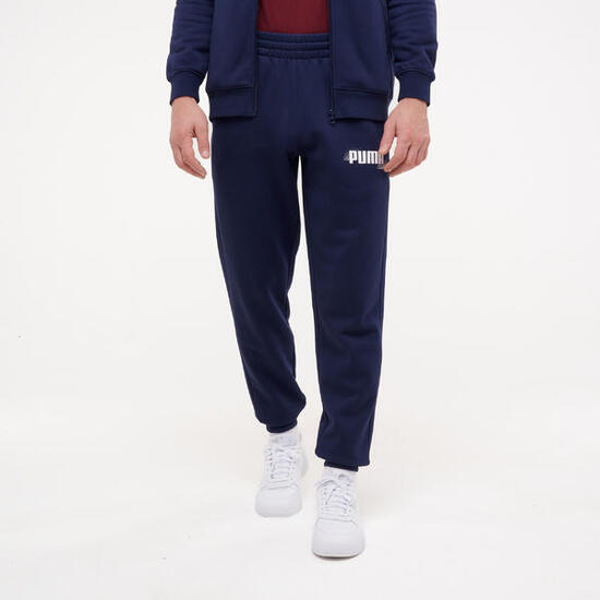 Pantaloni tuta Puma slim fit felpati blu