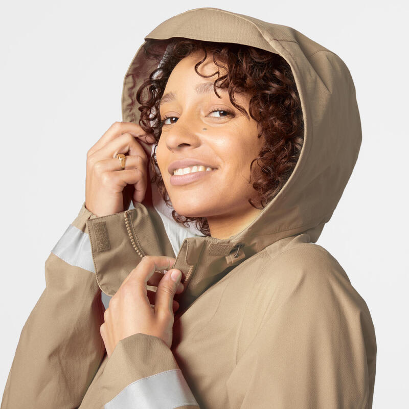 Veste pluie velo ville visibilite nuit 540 femme beige