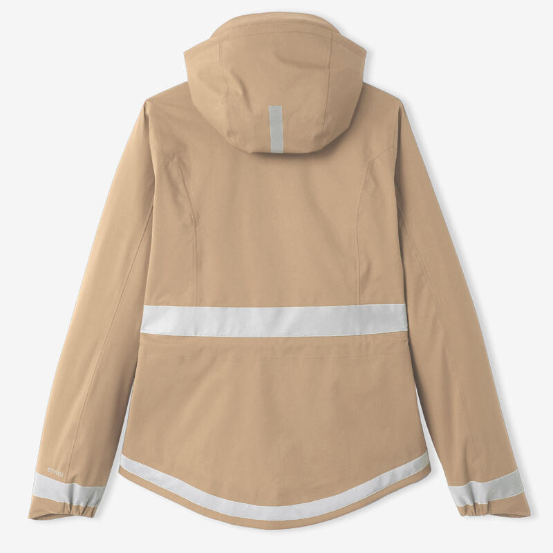 Veste pluie velo ville visibilite nuit 540 femme beige